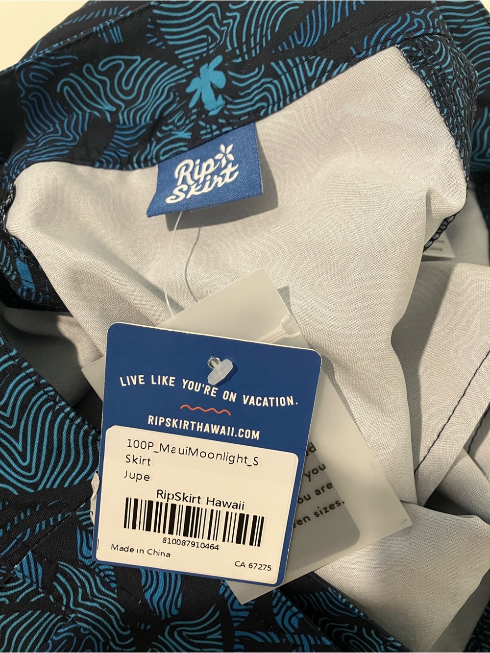 Rip Skirt Blue Tropical Print Skort - Picture 12 of 12